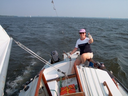Lucie at the helm